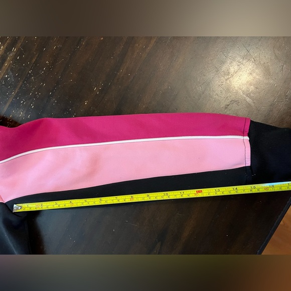 FILA athletic pink and black athletic full zip jacket size L with puff shoulder - Picture 5 of 13